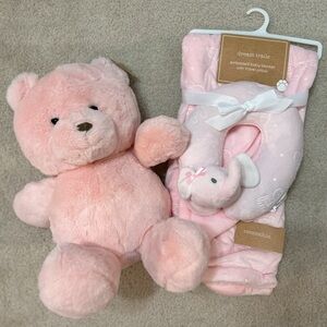 Pink Teddy & Baby Blanket Set 🎀🧸